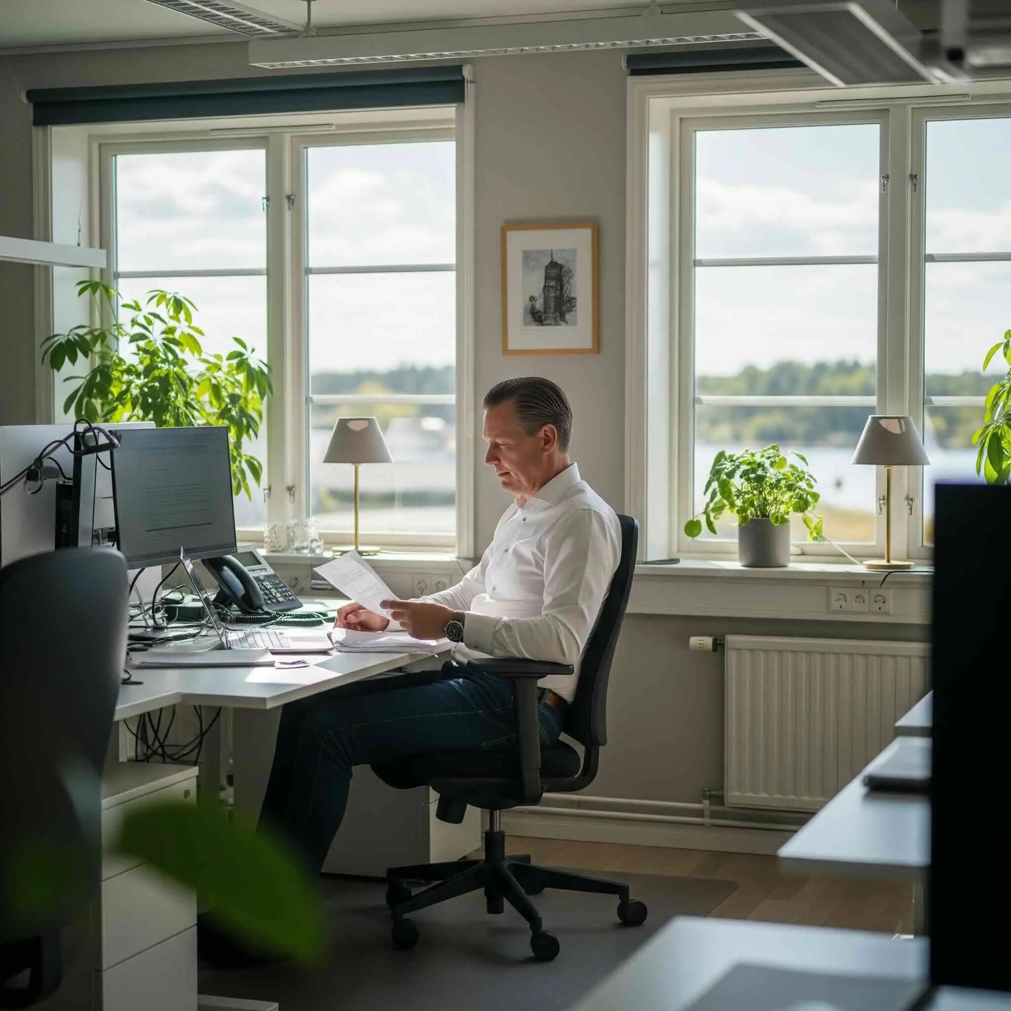 Herobild för Virtanis Rapporter & Analyser inom Lön & HR – kontorsmiljö som symboliserar analys och rapporter inom lön och HR.